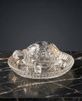 Crystal Glass Turtle Figurine with Decorative Plate, Clear, Home Decor Showpiece