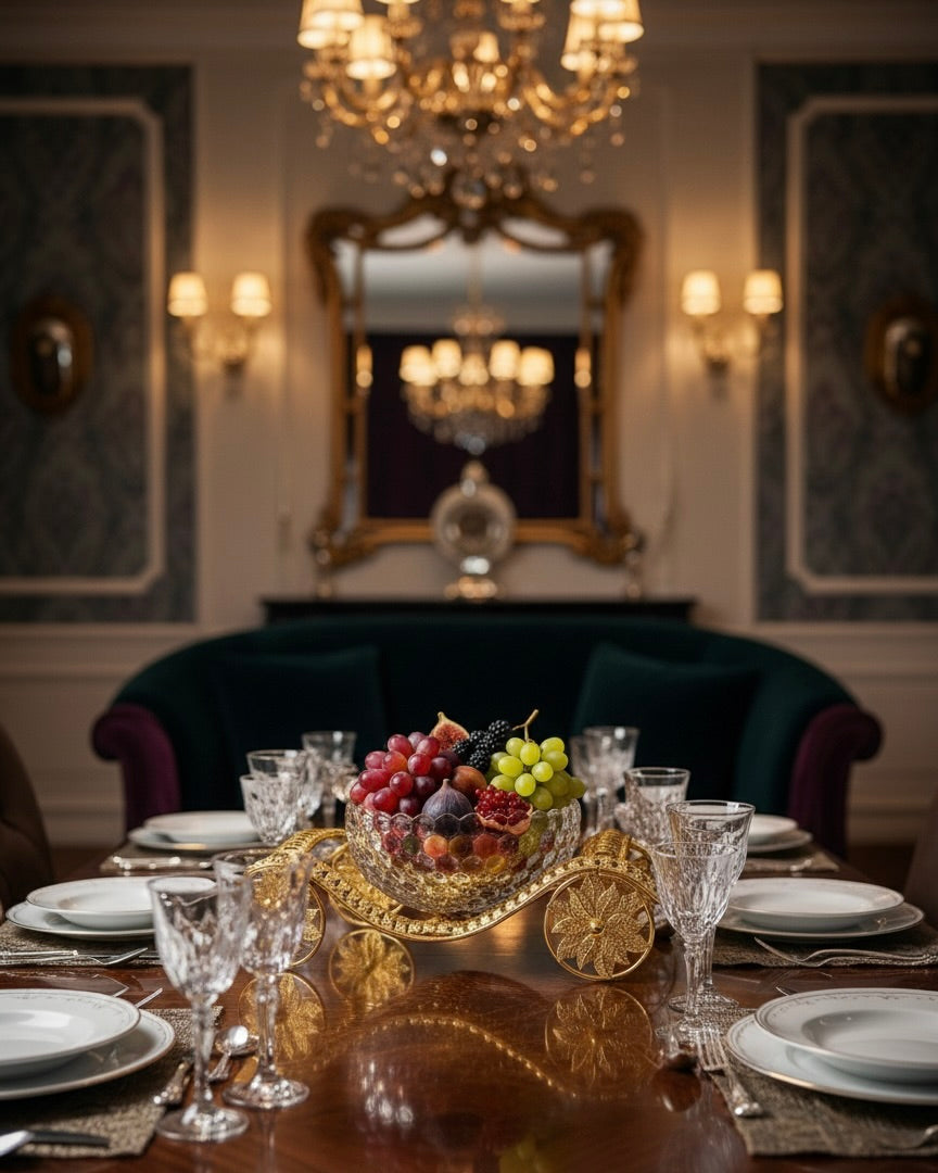 Golden Luxury Glass Fruit Basket