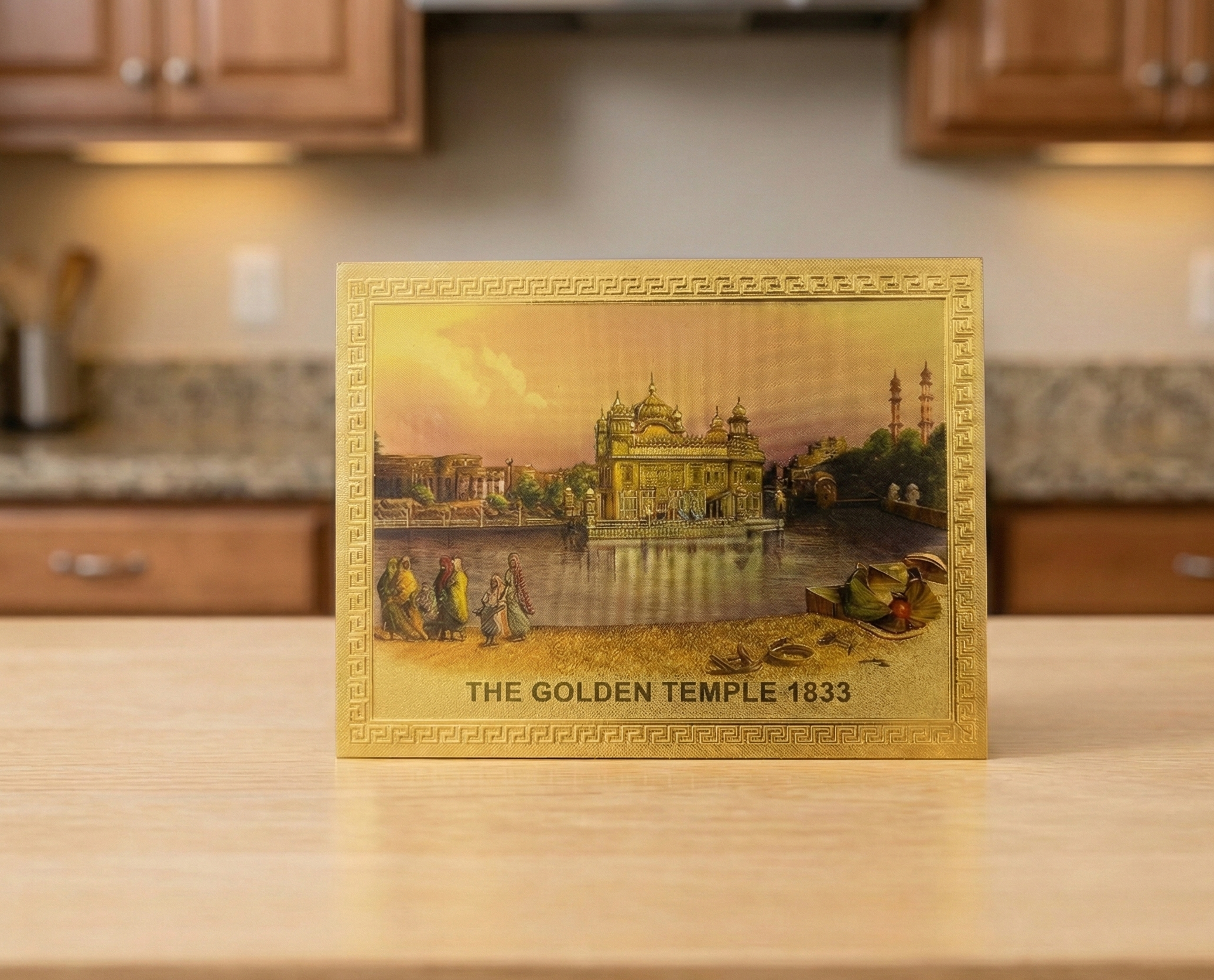 Golden Temple Fridge Magnet, Gold Finish, Decorative Souvenir, Religious Theme
