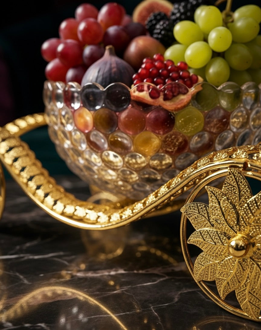 Golden Luxury Glass Fruit Basket
