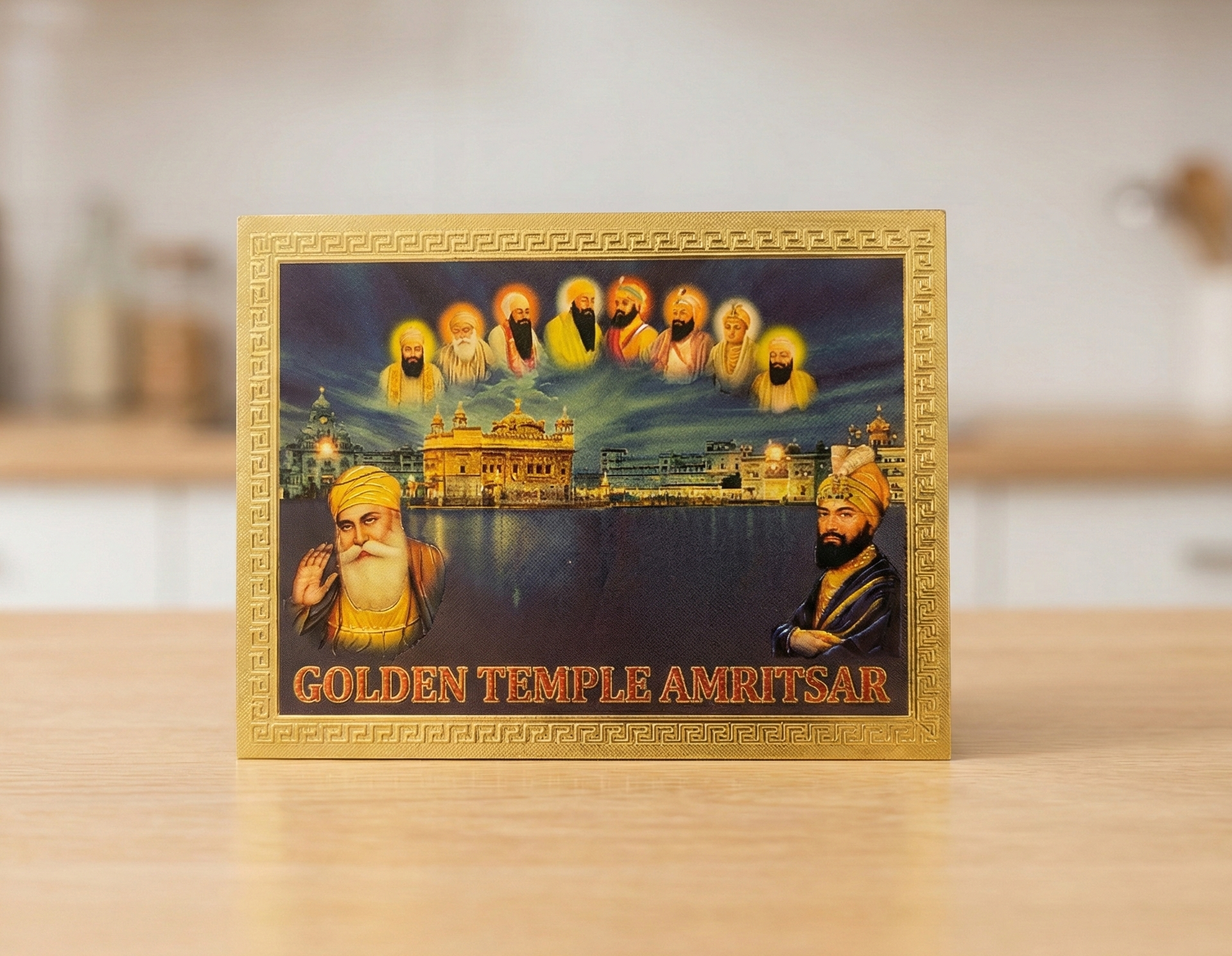 Golden Temple Fridge Magnet, Gold Finish, Decorative Souvenir, Religious Theme